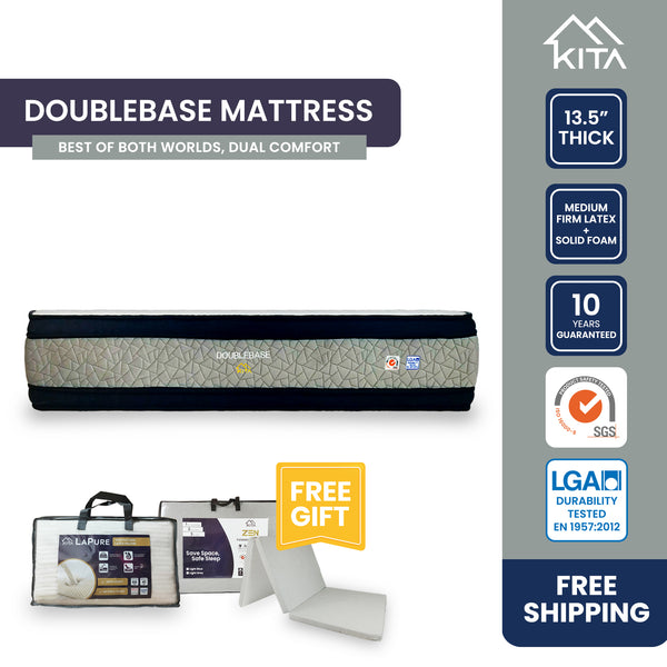 KITA DOUBLEBASE Mattress (13.5 inch), Natural Latex + Solid Foam